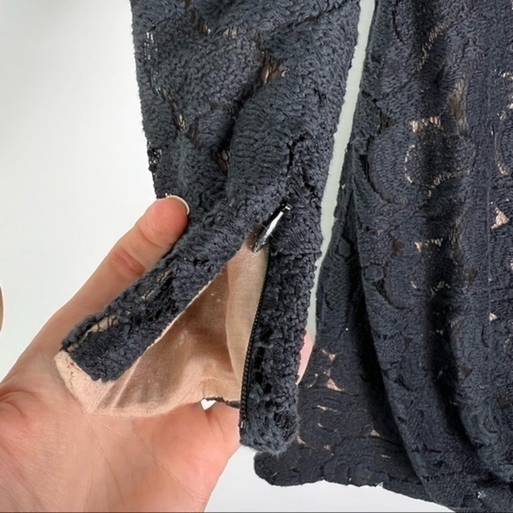 A.L.C. Black Lace Overlay Sheath Dress Womens Long Sleeve Fitted Size Small - Picture 10 of 10